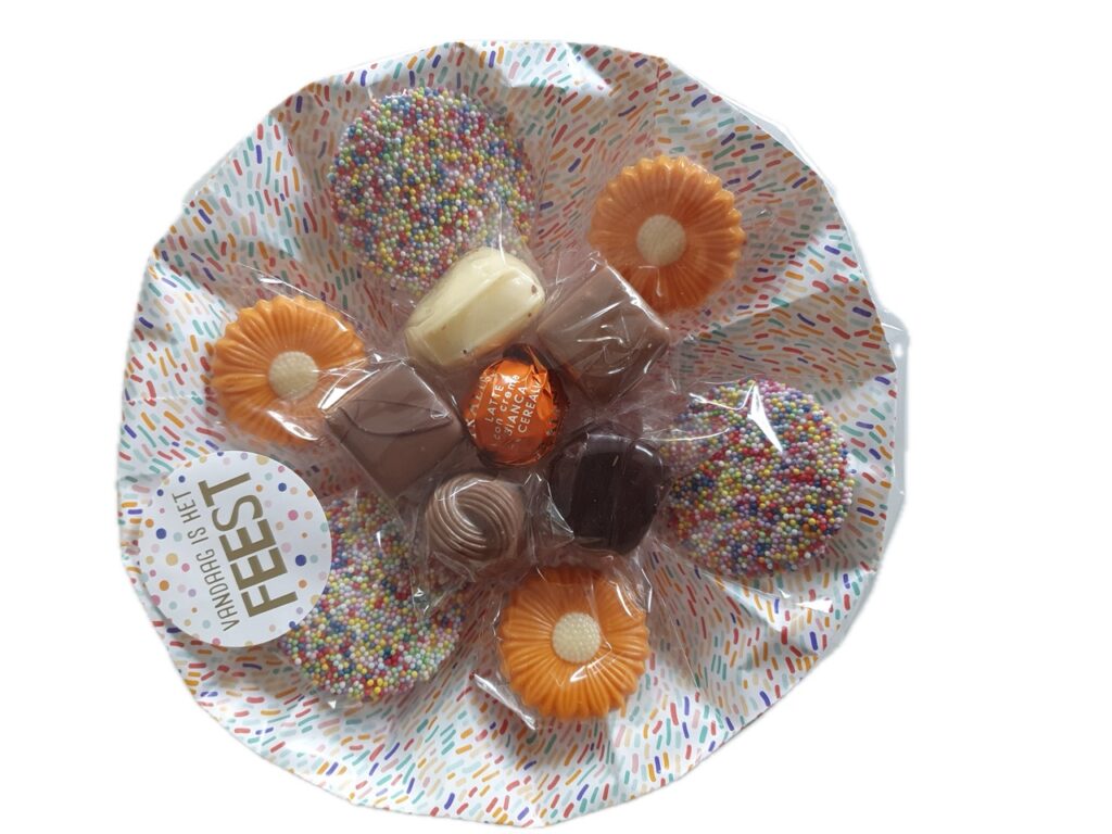 Achtergrond van chocoladeboeket geslaagd oranje verwijderd groot